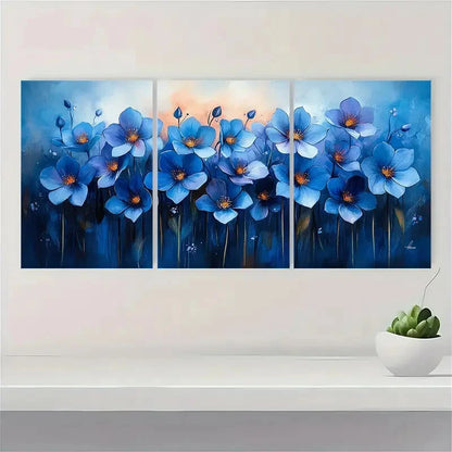 3pcs Bluebell Painting Flowers Watercolor Metal Print Ready to Hang Art - Bella Home Decor