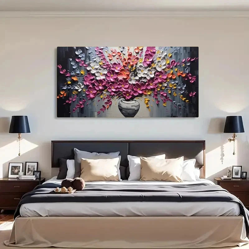 Abstract Flower Vibrant Floral Wall Art Canvas Office Home Room Framed 120x60cm - Bella Home Decor