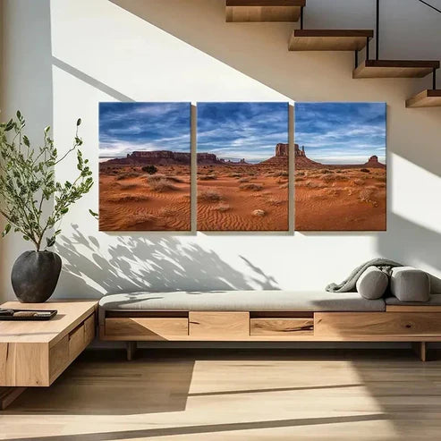 3pcs Monument Valley Landscape Decor Wall Art Canvas Unframed - High Quality Print 100% Australian Made Wall Canvas