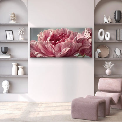 Pink Flowers on Beige Background Wall Art Canvas Office Home Room Framed 120x60cm - Bella Home Decor