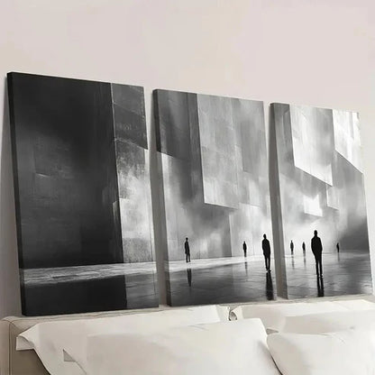 3pcs Abstract with Silhouette Figures a Wall Art Canvas Unframed - High Quality Print 100% Australian Made Wall Canvas - Bella Home Decor