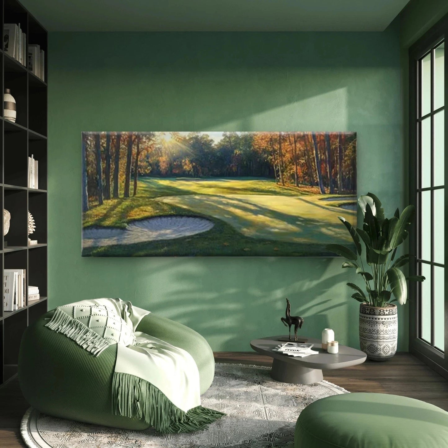 Golf Course Landscape with GreenWall Art Canvas Office Home Room Framed 120x60cm