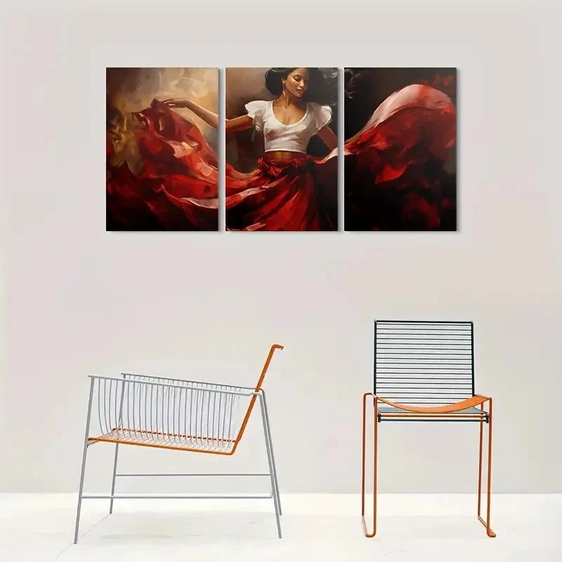 3pcs Flamenco Dancer Paintings Wall Art Set Canvas Framed 60x90cm - High Quality Print 100% Australian Made Wall Canvas Ready to Hang