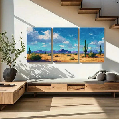 3pcs Blue Sky Clouds Mountains Vibrant Colors Metal Print Ready to Hang Art - Bella Home Decor