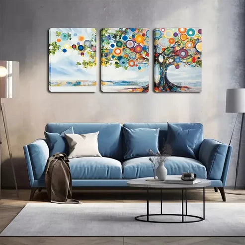 3pcs Abstract Very Dense Tree Wall Art Canvas Unframed - High Quality Print 100% Australian Made Wall Canvas - Bella Home Decor