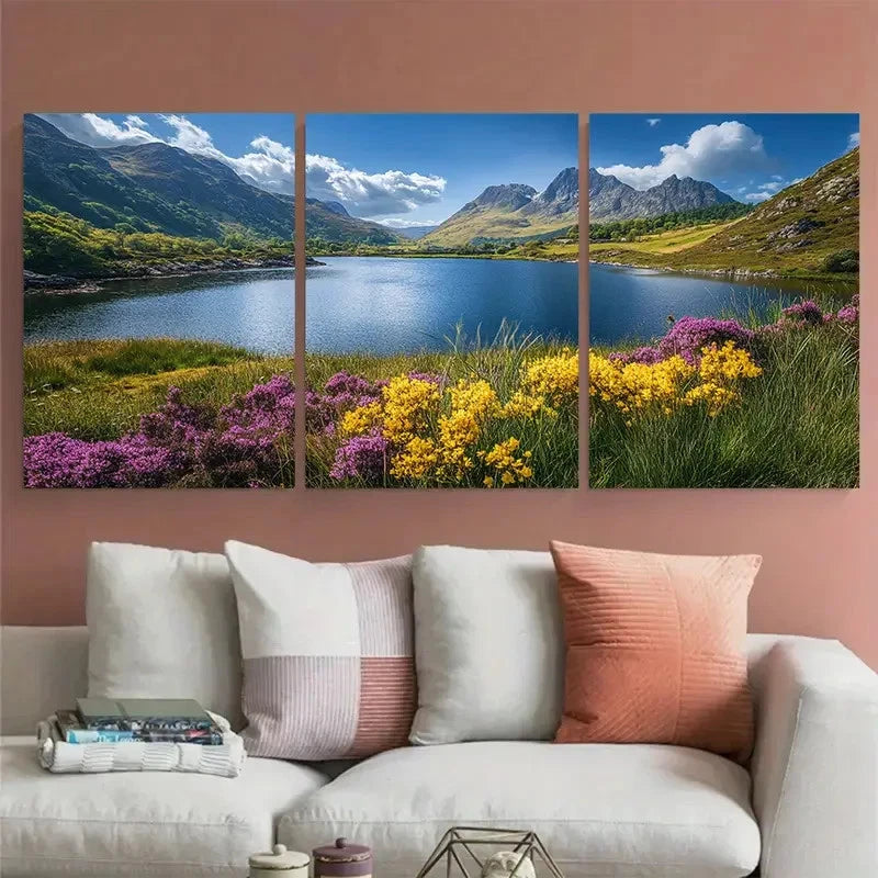 3pcs Snowdonia National Park Wales UK Travel Wall Art Set Canvas Framed 40x60cm - High Quality Print 100% Australian Made Wall Canvas Ready to Hang
