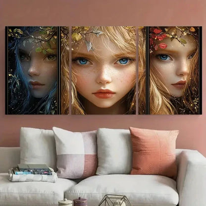 3pcs Elf Princess Woodland with Vibrant Colors Wall Art Canvas Unframed - High Quality Print 100% Australian Made Wall Canvas
