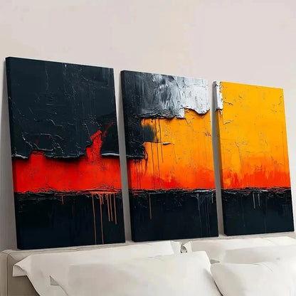 3pcs Orange, Red, Black and White Abstract y Wall Art Set Canvas Framed 40x60cm - High Quality Print 100% Australian Made Wall Canvas Ready to Hang