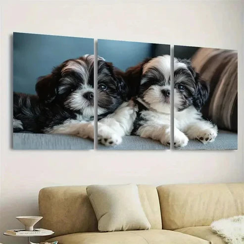 3pcs Dogs Wall Art Set Canvas Unframed - High Quality Print 100% Australian Made Wall Canvas - Bella Home Decor