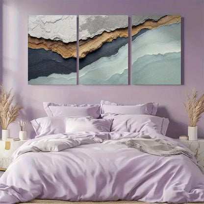 3pcs Abstract Coastal Art Metal Print Ready to Hang Art - Bella Home Decor