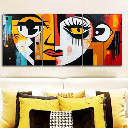 3pcs Abstract Face Canvas Wall Art Set Canvas Unframed - High Quality Print 100% Australian Made Wall Canvas - Bella Home Decor
