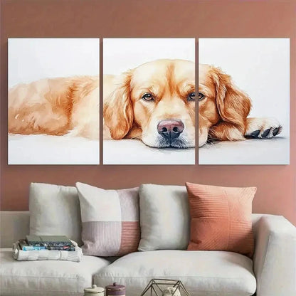 3pcs Dog Portrait Golden Retriever Memorial Metal Print Ready to Hang Art - Bella Home Decor