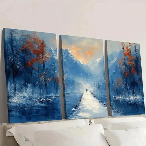 3pcs Forest Snow Scene Landscape  Wall Art Canvas Unframed - High Quality Print 100% Australian Made Wall Canvas - Bella Home Decor