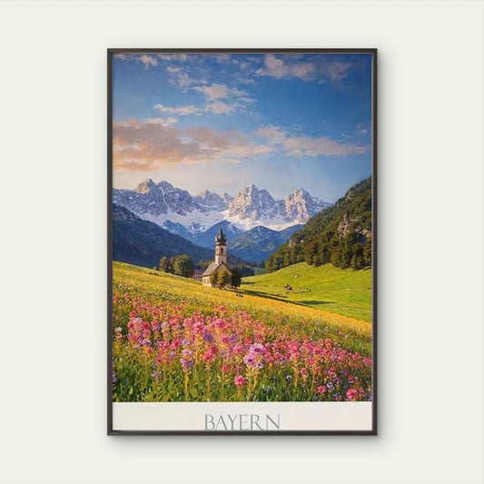 Bavaria Germany Alpine Landscape Travel Poster Print Wall Art