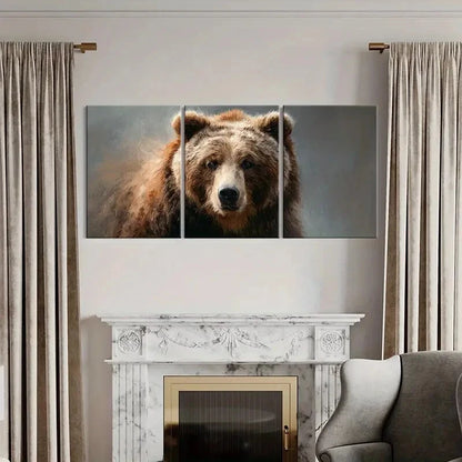 3pcs Artistic Bear Portrait Wildlife Art Metal Print Ready to Hang Art - Bella Home Decor