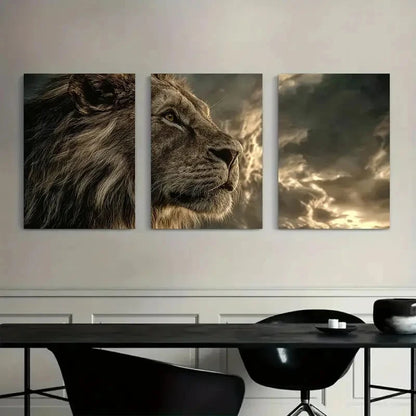 3pcs Lion Wildlife Ocean Close Up Metal Print Ready to Hang Art - Bella Home Decor