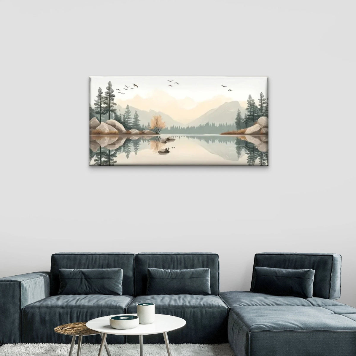 Lakes Birds Forest Mountain Wall Art Canvas Office Home Room Framed 120x60cm