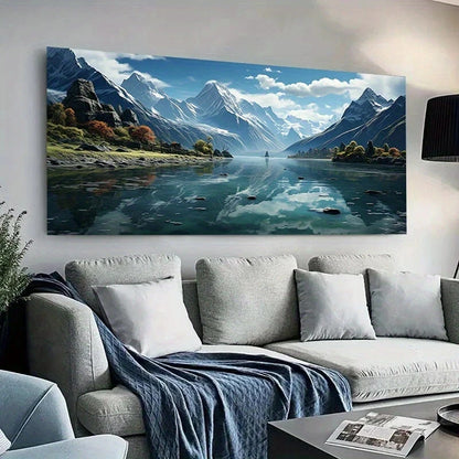 River,Beside Mountain Range wall canvas office home room framed 120x60cm - Bella Home Decor