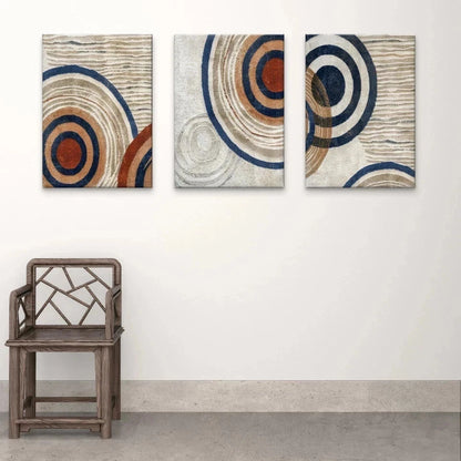 3pcs Modern Abstract Geometric Beige Circles Wall Art Set Canvas Framed 50x70cm - High Quality Print 100% Australian Made Wall Canvas Ready to Hang