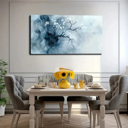 Ink Branches And Plain White Wall Art canvas office home room framed 120x60cm - Bella Home Decor
