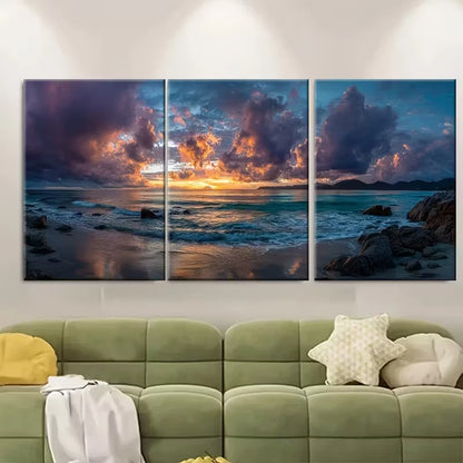3pcs Sun and Sea Landscapes Metal Print Ready to Hang Art