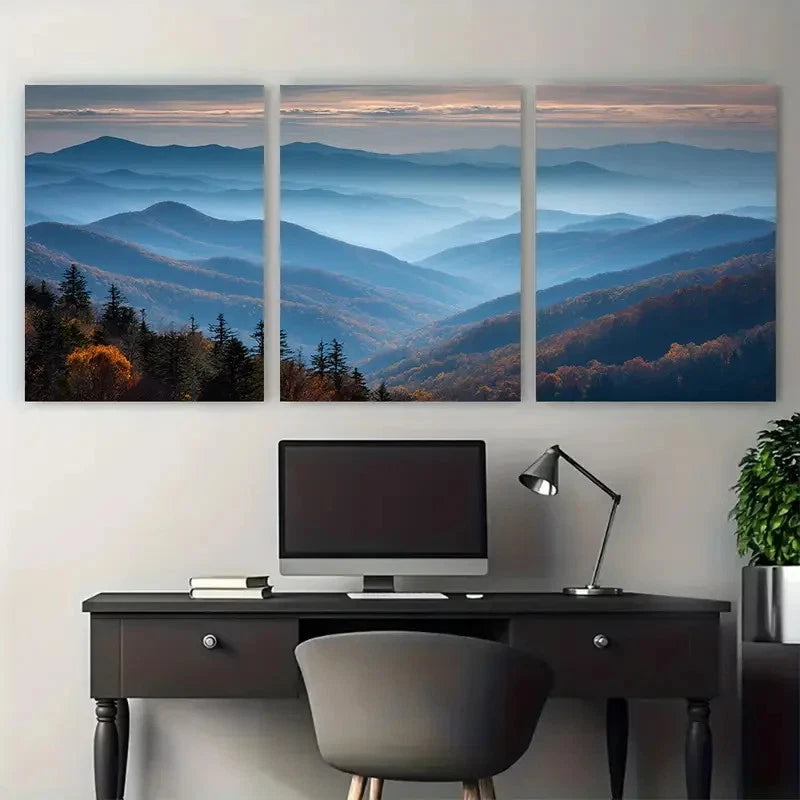 3pcs Tennessee Travel Smoky Mountains Landscape Wall Art Set Canvas Framed 40x60cm - High Quality Print 100% Australian Made Wall Canvas Ready to Hang