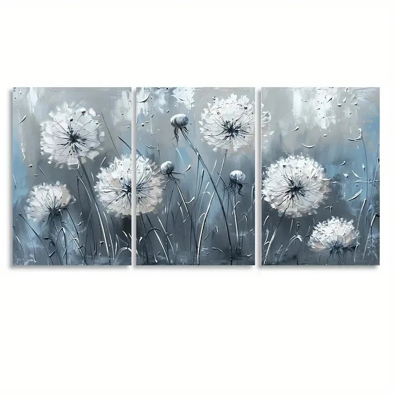 3pcs Dandelion Wall Decor Painting Metal Print Ready to Hang Art - Bella Home Decor