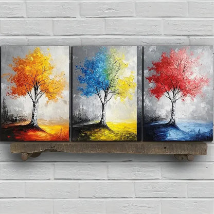 3pcs Colorful Trees Series Vibrant Metal Print Ready to Hang Art - Bella Home Decor