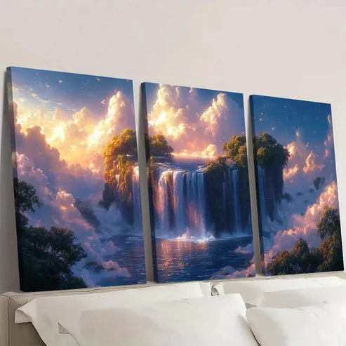 3pcs Fantasy Island In Sky Z Wall Art Set Canvas Unframed - High Quality Print 100% Australian Made Wall Canvas - Bella Home Decor
