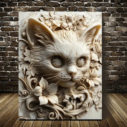 Skull Kitty Design by Hellocloudy Heart Blossoms 40x60cm Metal Print Ready to Hang - Bella Home Decor