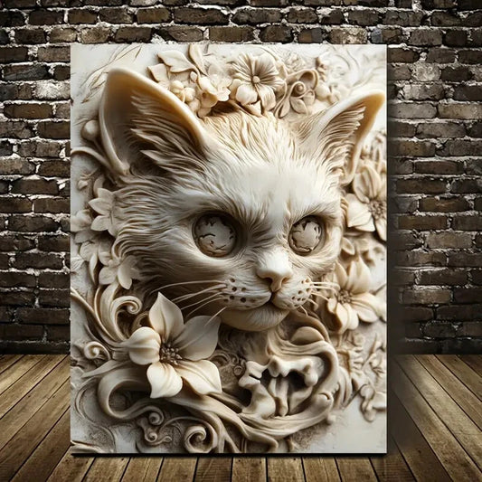 Skull Kitty Design by Hellocloudy Heart Blossoms 40x60cm Metal Print Ready to Hang - Bella Home Decor