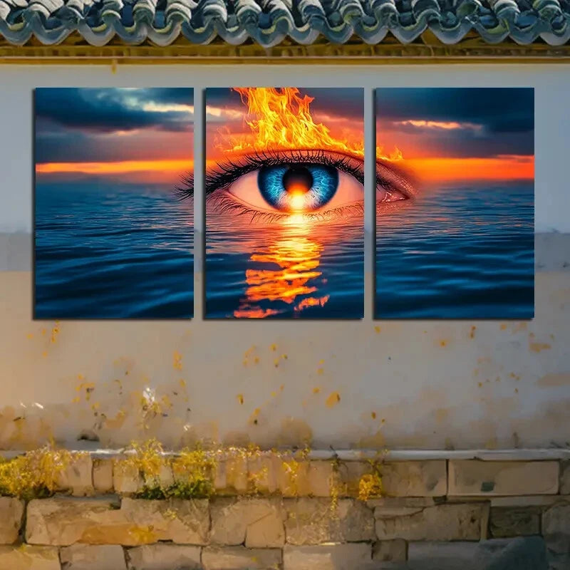 3pcs Beautiful Eyes in the middle of the Ocean Metal Print Ready to Hang Art - Bella Home Decor
