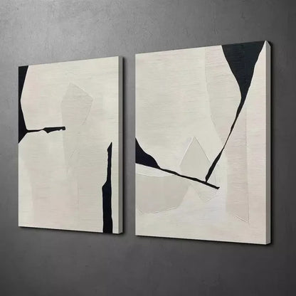 2pcs Black & Beige Wabi Sabi Style Canvas Framed 50x75cm - High Quality Print 100% Australian Made Wall Canvas Ready to Hang - Bella Home Decor