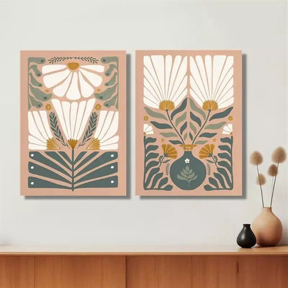 2pcs Modern Abstract Wildflower Canvas Framed 50x75cm - High Quality Print 100% Australian Made Wall Canvas Ready to Hang - Bella Home Decor