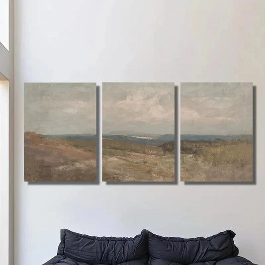3pcs Vintage beach painting, seascape Metal Print Ready to Hang Art