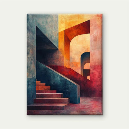 Blue & Orange Geometric Design 60x90cm Metal Print Ready to Hang