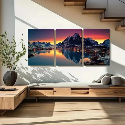 3pcs Norway Lofoten Islands Landscape Wall Art Set Canvas Framed 60x90cm - High Quality Print 100% Australian Made Wall Canvas Ready to Hang