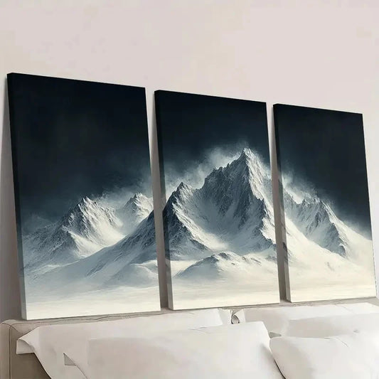 3pcs Alpine Echoes Minimalist Mountain uy Wall Art Set Canvas Framed 50x70cm - High Quality Print 100% Australian Made Wall Canvas Ready to Hang
