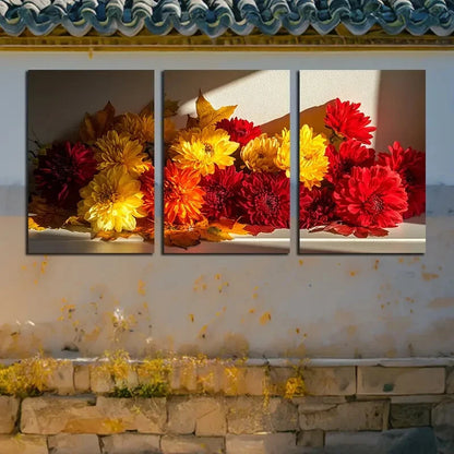 3pcs Vibrant Windowsill Blooms Design Illustration Metal Print Ready to Hang Art - Bella Home Decor