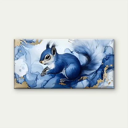 Squirrel Blue Golden Abstract Wall Art Canvas Office Home Room Framed 120x60cm