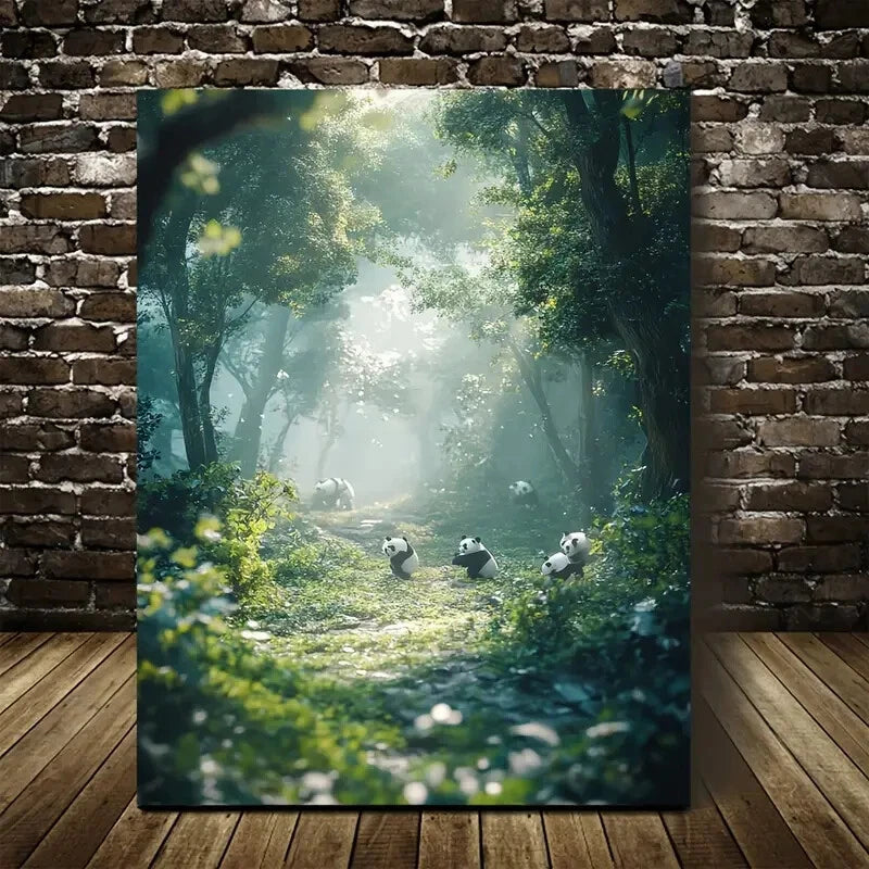 Magical Forest with Cinematic Lighting Painting 40x60cm Metal Print Ready to Hang - Bella Home Decor
