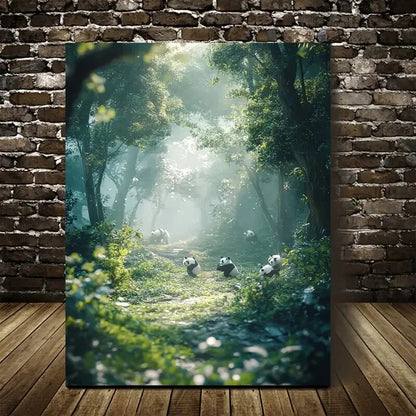 Magical Forest with Cinematic Lighting Painting 40x60cm Metal Print Ready to Hang - Bella Home Decor