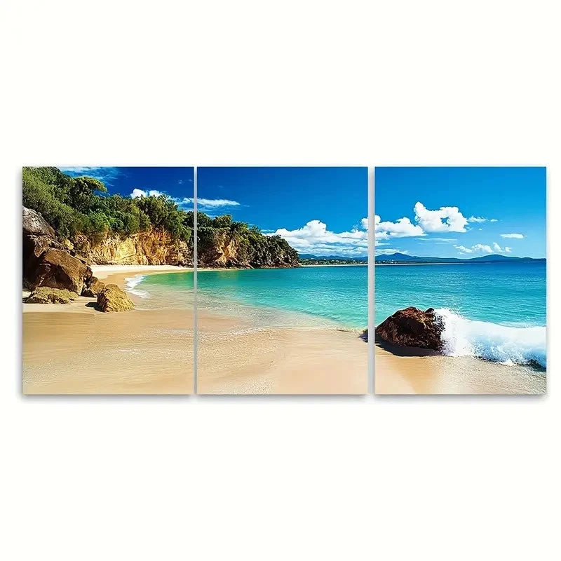 3pcs Byron Bay Wall Hanging Australia  Wall Art Set Canvas Framed 40x60cm - High Quality Print 100% Australian Made Wall Canvas Ready to Hang - Bella Home Decor