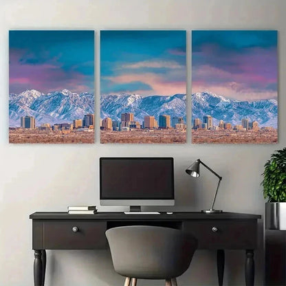 3pcs West Valley City Utah Travel Perfect Wall Art Set Canvas Framed 60x90cm - High Quality Print 100% Australian Made Wall Canvas Ready to Hang