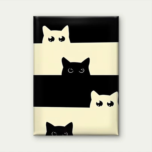 Peeking Black and White Cats 60x90cm Metal Print Ready to Hang