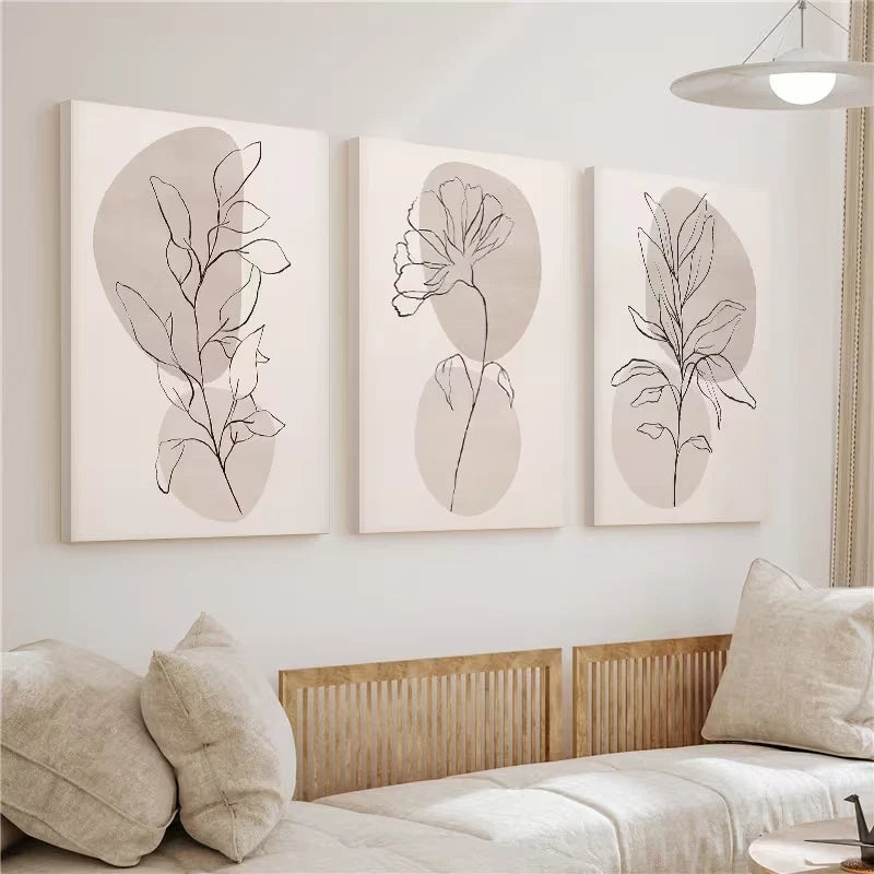 3pcs Botanical Abstract Leaf Painting Wall Art Set Canvas Framed 50x70cm - High Quality Print 100% Australian Made Wall Canvas Ready to Hang - Bella Home Decor