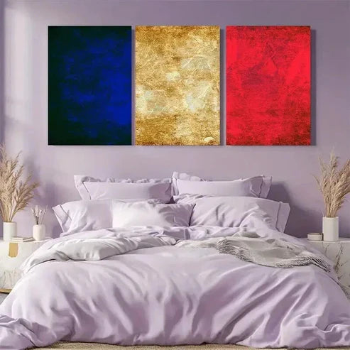 3pcs Blue Golden & Red France Flag Decor Art Set Canvas Unframed - High Quality Print 100% Australian Made Wall Canvas - Bella Home Decor