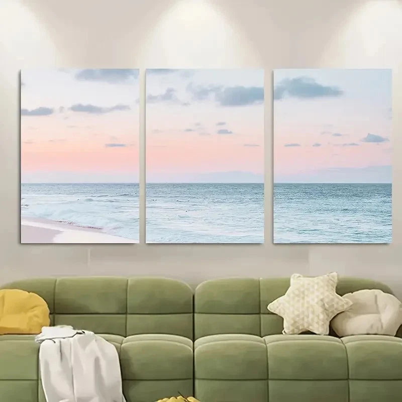 3pcs Beach Sunset. Metal Print Ready to Hang Art - Bella Home Decor