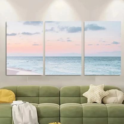 3pcs Beach Sunset. Metal Print Ready to Hang Art - Bella Home Decor