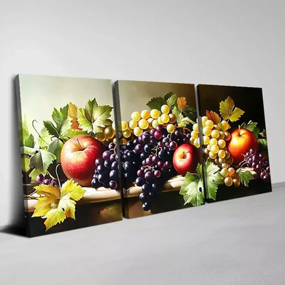 3pcs Rich Fruits Apples Grapes Modern Design Wall Art Canvas Unframed - High Quality Print 100% Australian Made Wall Canvas